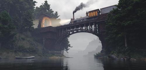 bridge for train over stream