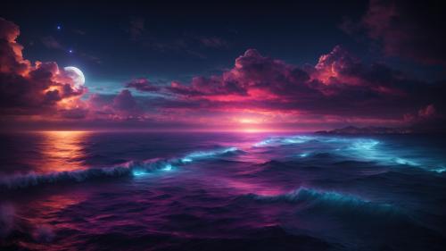 Moonlit Horizons A Deep Ocean Dream 4K Wallpaper