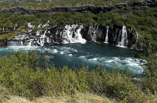 Hraunfossar Waterfall Reykholt, Iceland [