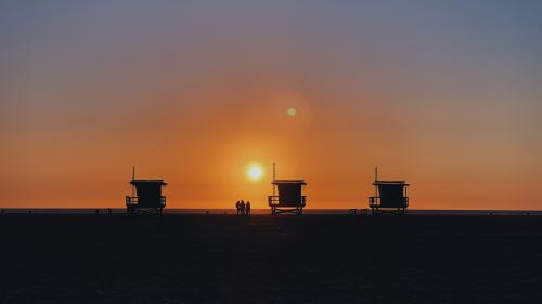 Beach Huts during Sunset