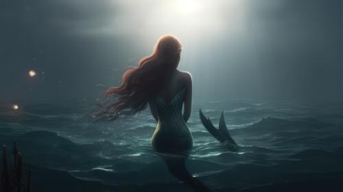 Lonely Mermaid in The Sea