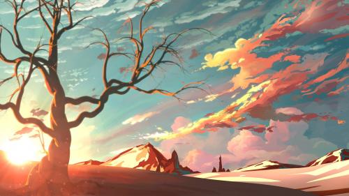 bare tree and desert wallpaper