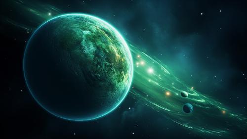 Green Gas Giant in Outer Space