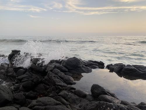 The crashing waves at in Rosarito, Mexico