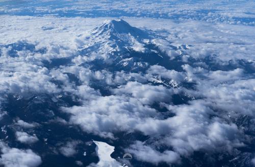 Mt Rainier from the Sky on a Winter Day