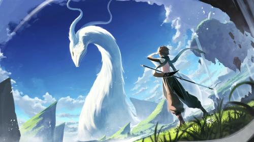 Encounter with a giant white dragon