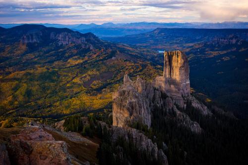 Alpenglow on Chimney Rock, San Juan Mountains, Colorado