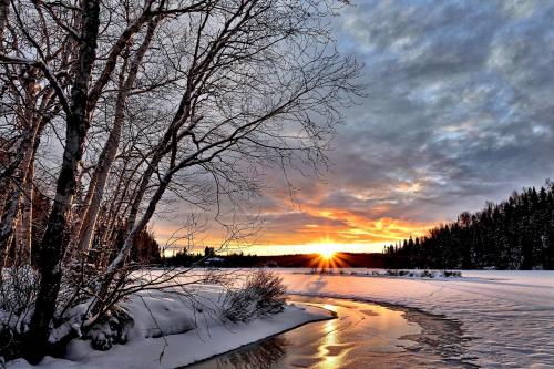 winter landscape sunset with snow Picture