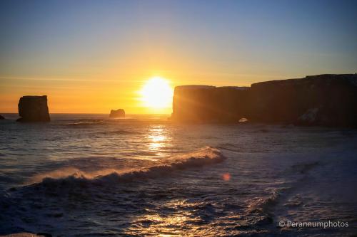 Sunset at Reynisfjara Beach, Iceland