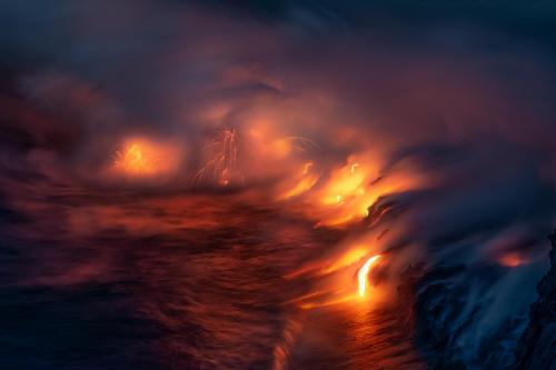 Here’s some lava on the coast of Hawaii.