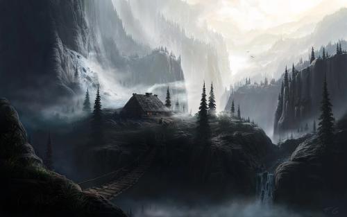 Fantasy Mountains Mist Wallpaper