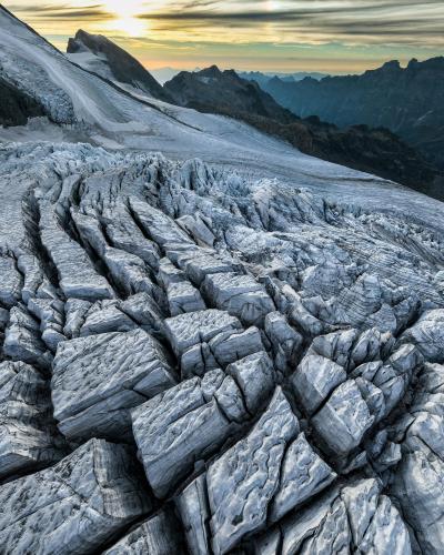 Steinglacier in Switzerland during sunset  - IG: @glacionaut