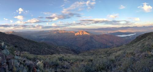 Looking over the Mazatzal Wilderness and Horseshoe Reservoir from the Humbolt Mountain Radar Facility. 7 Springs Road, Tonto National Forest, Arizona. Pano shot with my cheap Android.