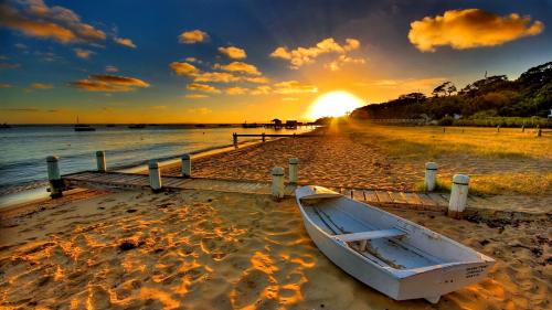 Romantic Beach Sunset Desktop Wallpaper