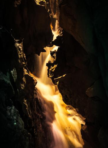 Cave Waterfall in St. Beatus Caves in Switzerland