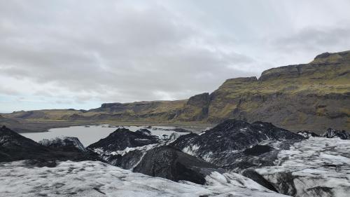 Sólheimajökulll glacier coated in volcanic ash - Iceland