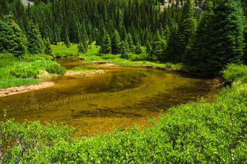 A great summer day on Hunter Creek in Hunter-Fryingpan Wilderness, Colorado USA