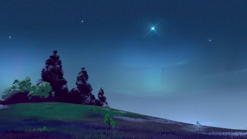 night sky on a hill