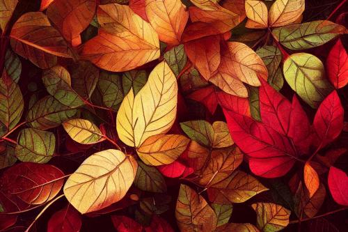 Red and yellow leaves look beautiful