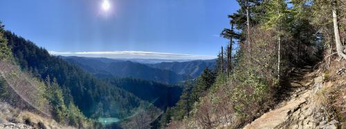 Appalachian ridge-lines in Great Smoky Mountains National Park from post-rockslide mountain slope