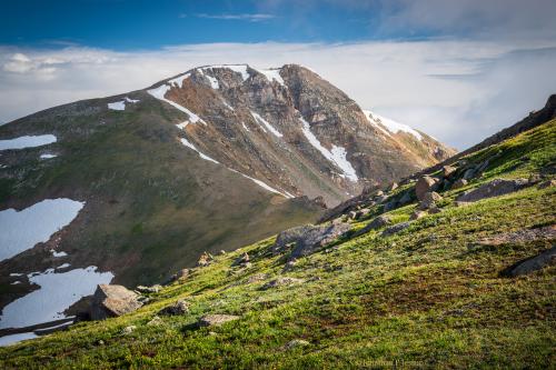13,700ft / 4180m mountain in the clouds, Rocky Mountains USA