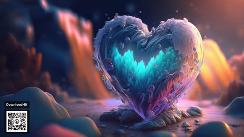 Frozen Heart, AI Generated Desktop Wallpaper