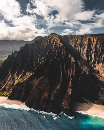 Na Pali Coast, Kauai shot outside a helicopter during a morning ride