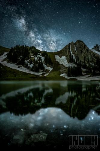 An alpine lake in the Bridger Mountain Range, MT