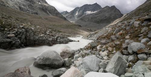 A glacial water torrent / Swiss Alps, last summer