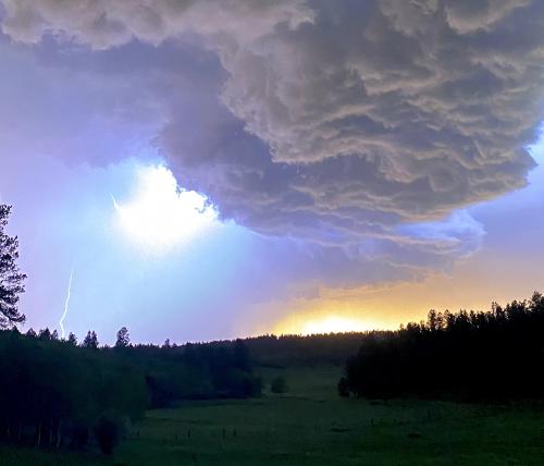 An elemental battle at sunset. Washington USA