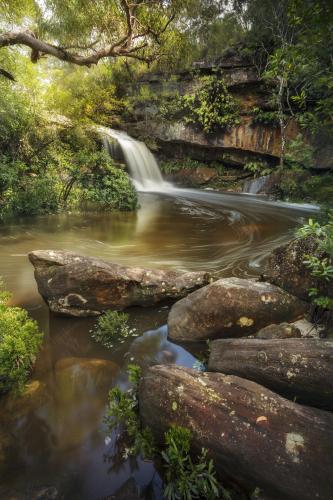 The picturesque Upper Gledhill Falls in the Ku-ring-gai Chase National Park in Sydney, New South Wales, Australia