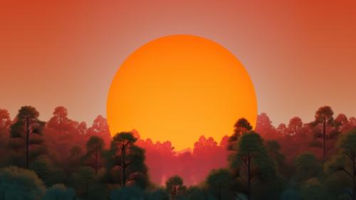 Sunset In The Forest AI Generated