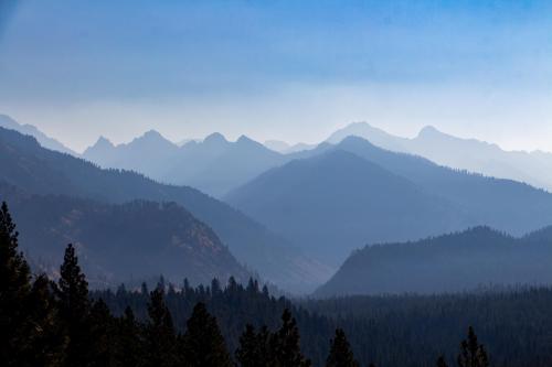 Hazy morning in the Sawtooth Mountains, Idaho