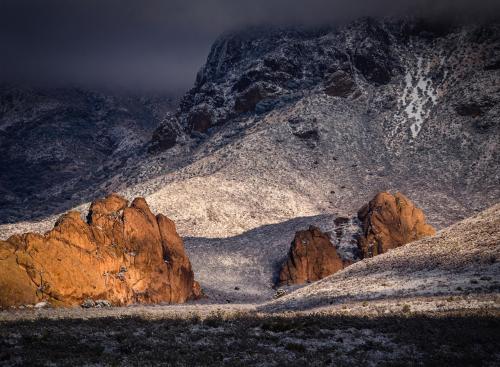12 hours of winter in the northern Chihuahuan Desert. Organ Mountains, Las Cruces, New Mexico.