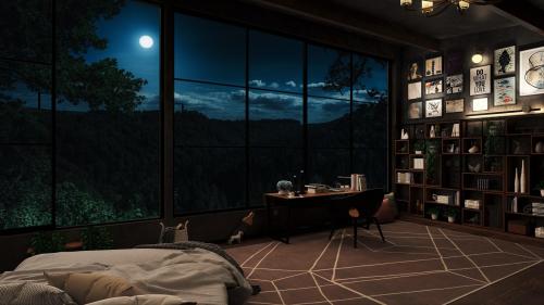 Night View of My Modern Chalet | Render | for Youtube |