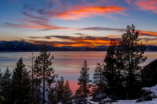 Snowy Sunset Afterglow at Lake Tahoe