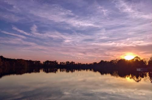 Willingboro Lakes County Park at sunset, South Jersey