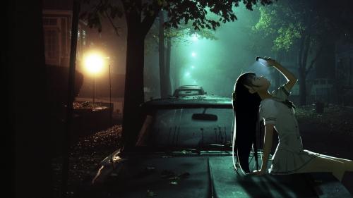 Girl in Night Wallpaper