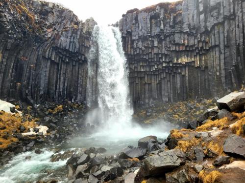 Svartifoss Waterfall , known for its hexagonal lava columns out of basalt