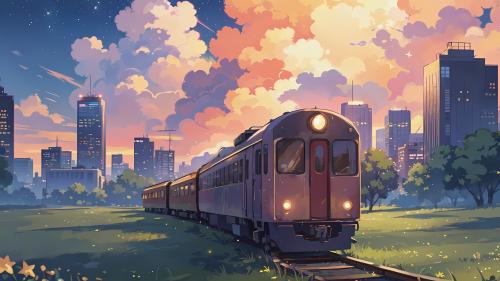 Sunset Serenade by the City Rails