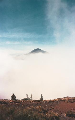 Pico del Teide peaking through the clouds on Tenerife