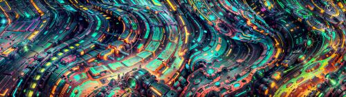 Neon Abstract Flowing Tech