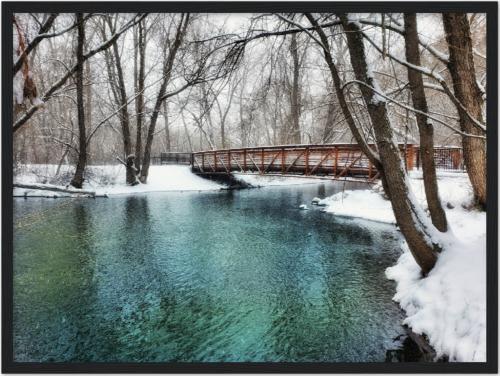 Chilly blue water on the Boise greenbelt - Idaho -