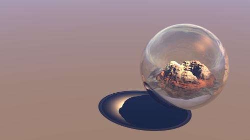 90s raytraced bubble world