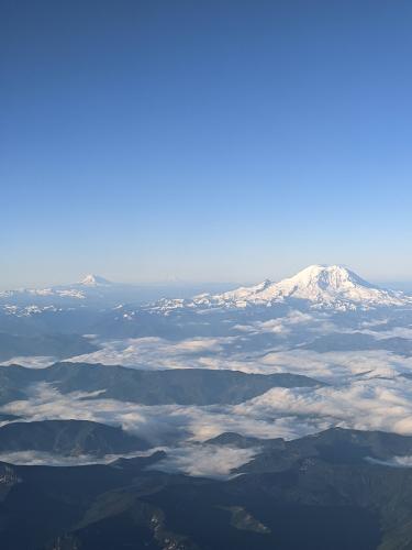 Mount Hood, Adams, and Ranier on Departure From SeaTac