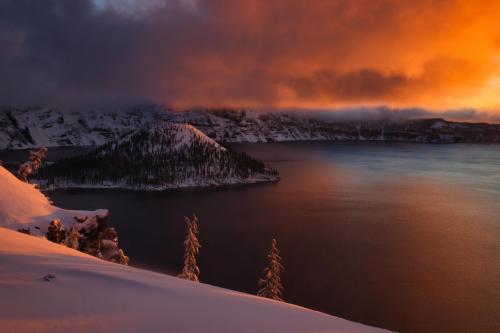 Sunrise over Crater Lake, Oregon