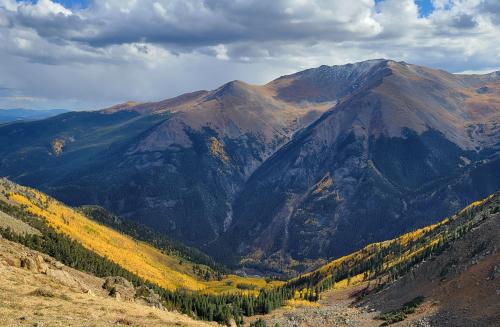 Sawatch Range, Colorado with fall colors below