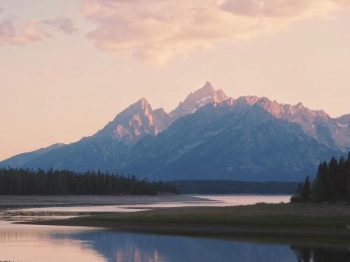 The Tetons from Colter Bay at sunset.