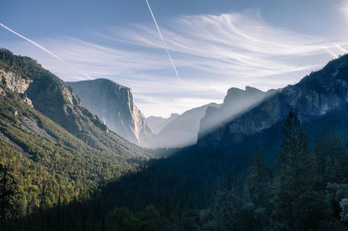 Morning light pouring into the Yosemite Valley, OC,