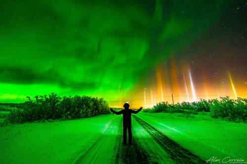Aurora and Light Pillars over Norway | Image Credit &amp; Copyright: Alexandre Correia